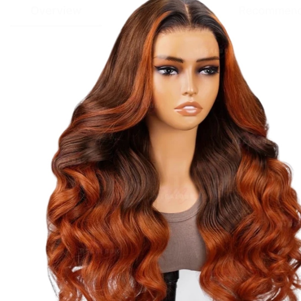 Highlight Ombre With Ginger Glueless
Body Wave Human Hair Transparent Lace Wig
